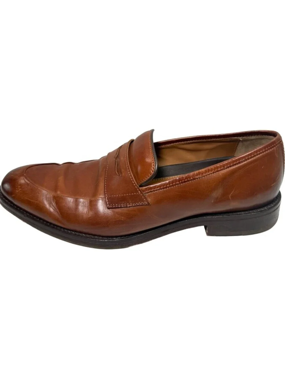 Johnston & Murphy Meade Penny Italian Calfskin Leather Brown Loafer Mens 9.5 M